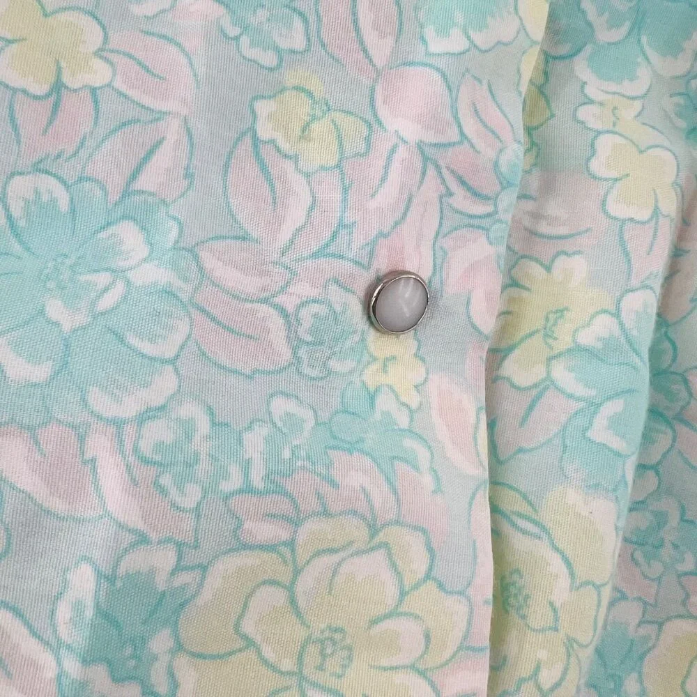 vintage Serenity House Dress size 38 XL Floral Mumu Nightgown Pastel Snap Button